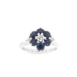 Pre Owned 18ct White Gold Sapphire and Diamond Cluster Ring ZV980
